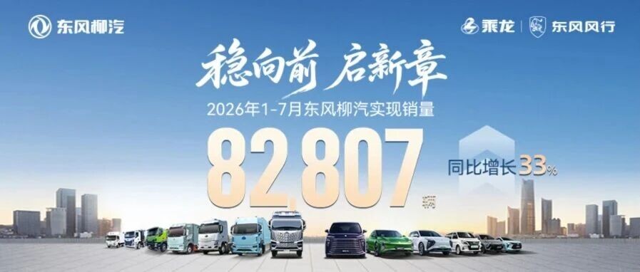 稳向前，启新章！｜东风柳汽1-7月累计销售82807辆，同比增长33%